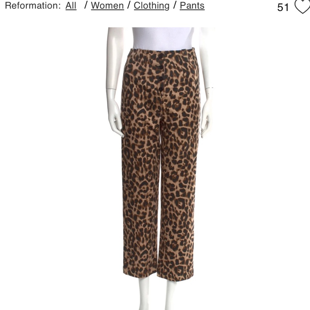 Reformation Animal Print Straight Leg Pants